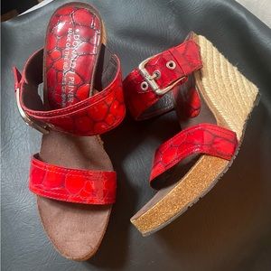 Donald J. Pliner Red Wedge Sandals